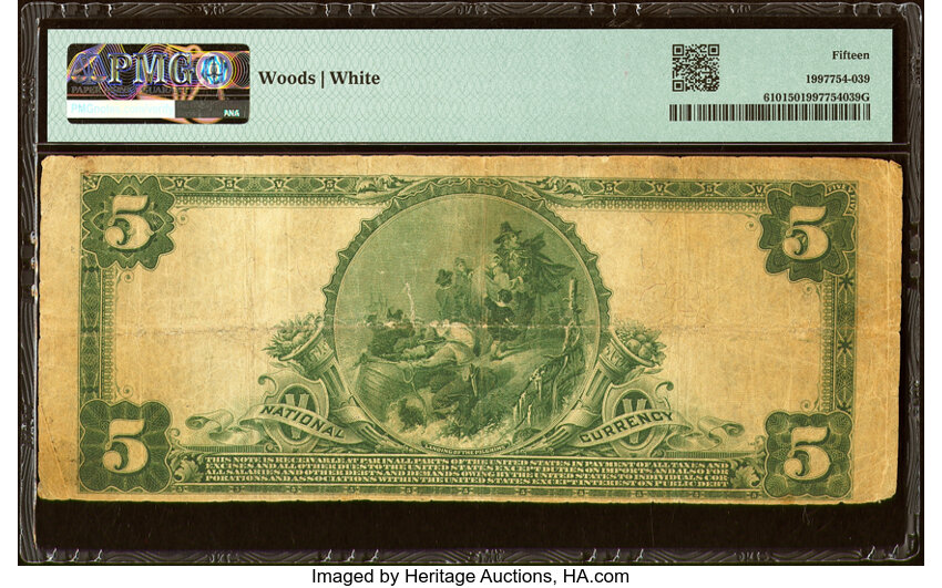 image for: Joplin, MO - $5 1902 Plain Back Fr. 610 Conqueror First National Bank Ch. # 13162 PMG Choice Fine 15....