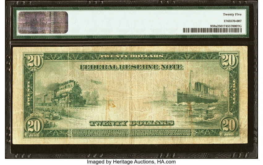 image for: Fr. 959a $20 1914 Red Seal Federal Reserve Note PMG Very Fine 25....
