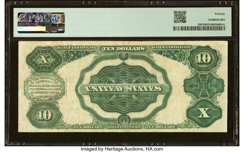 image for: Fr. 299 $10 1891 Silver Certificate PMG Very Fine 20....
