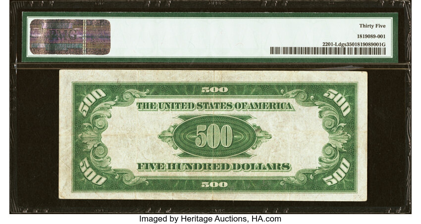 image for: Fr. 2201-L $500 1934 Federal Reserve Note. PMG Choice Very Fine 35....