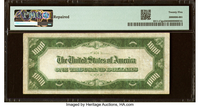 image for: Fr. 2211-C $1,000 1934 Light Green Seal Federal Reserve Note. PMG Very Fine 25....