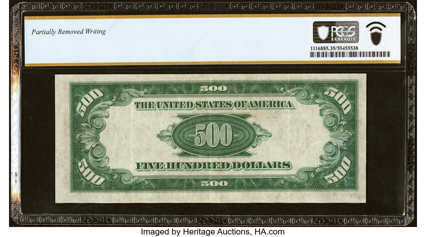 image for: Fr. 2201-E $500 1934 Federal Reserve Note. PCGS Banknote Choice VF 35....