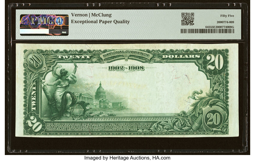 image for: King City, MO - $20 1902 Date Back Fr. 645 The First National Bank Ch. # (M)4373 PMG About Uncirculated 55 EPQ....