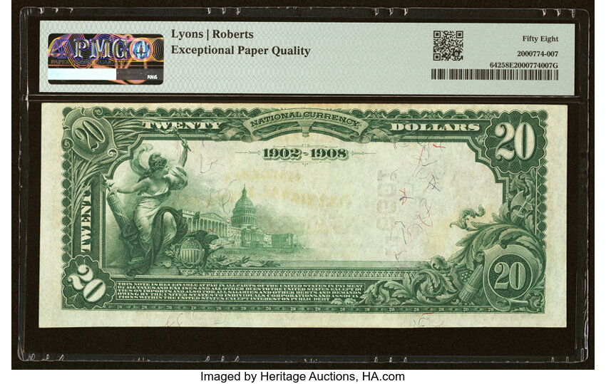 image for: Pittsburgh, PA - $20 1902 Date Back Fr. 642 The Mellon National Bank Ch. # (E)6301 PMG Choice About Unc 58 EPQ....