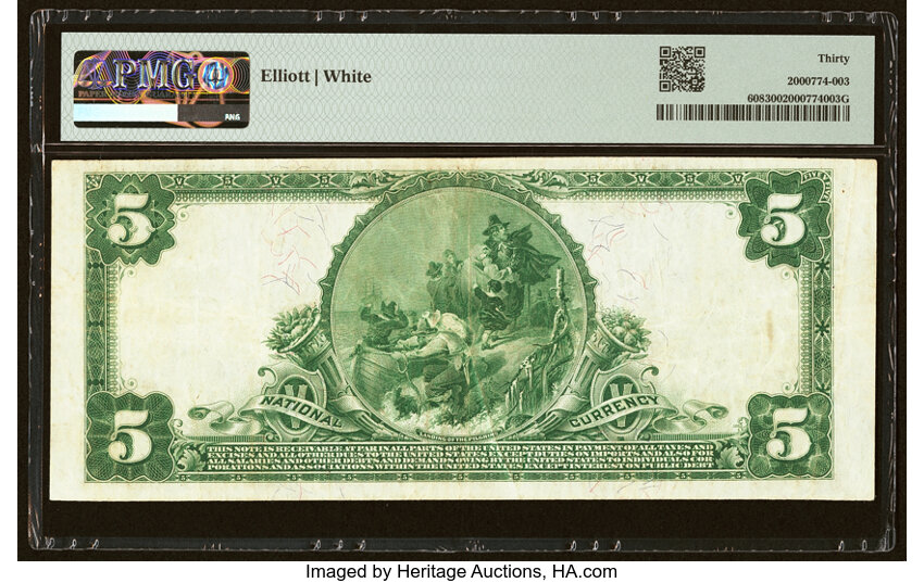 image for: Nevada, IA - $5 1902 Plain Back Fr. 608 The First National Bank Ch. # 2555 PMG Very Fine 30....