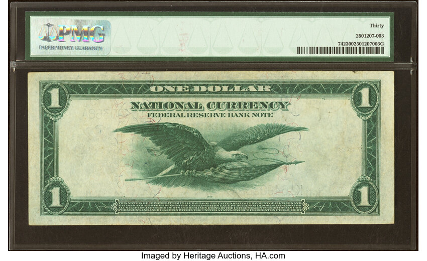 image for: Fr. 742 $1 1918 Federal Reserve Bank Note PMG Very Fine 30....