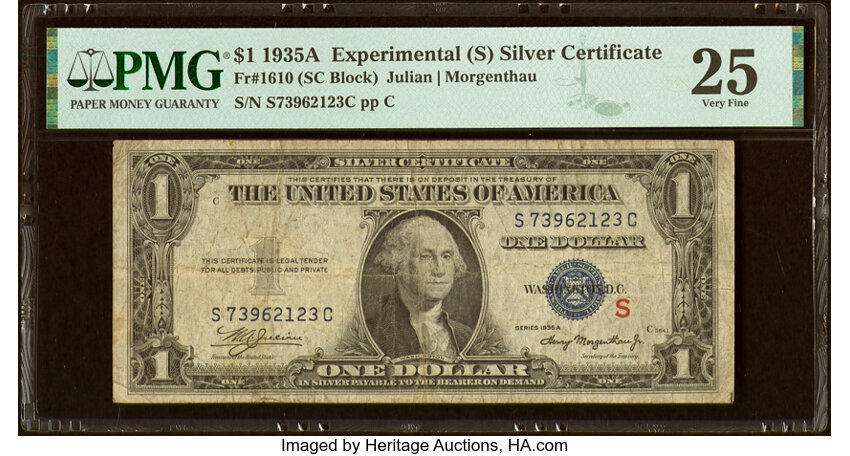 image for: Fr. 1610 $1 1935A S Silver Certificate. PMG Very Fine 25....