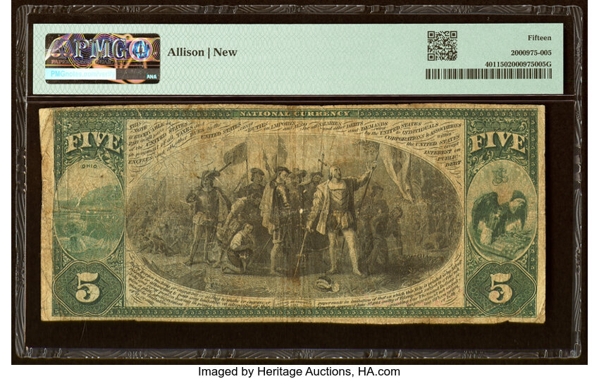 image for: Hillsborough, OH - $5 1875 Fr. 401 The Hillsborough National Bank Ch. # 787 PMG Choice Fine 15....