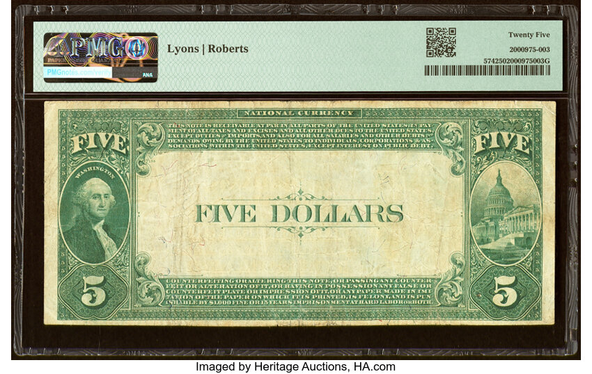 image for: Hillsborough, OH - $5 1882 Value Back Fr. 574 The Merchants National Bank Ch. # (M)2449 PMG Very Fine 25....