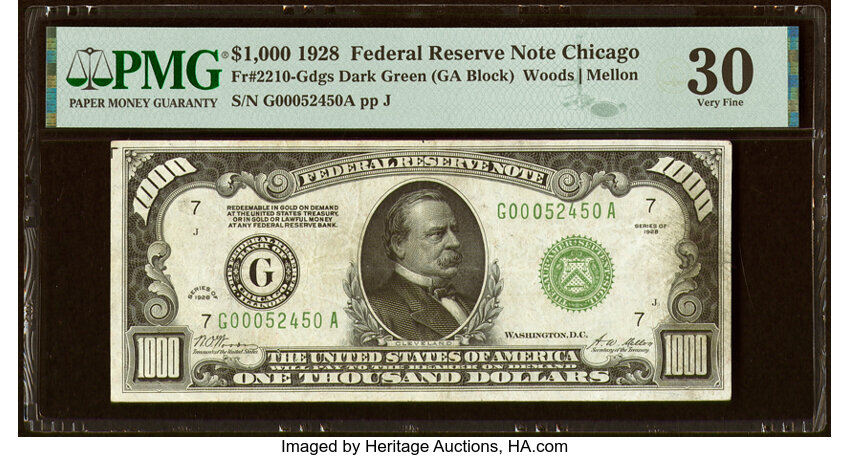 image for: Fr. 2210-G $1,000 1928 Federal Reserve Note. PMG Very Fine 30....