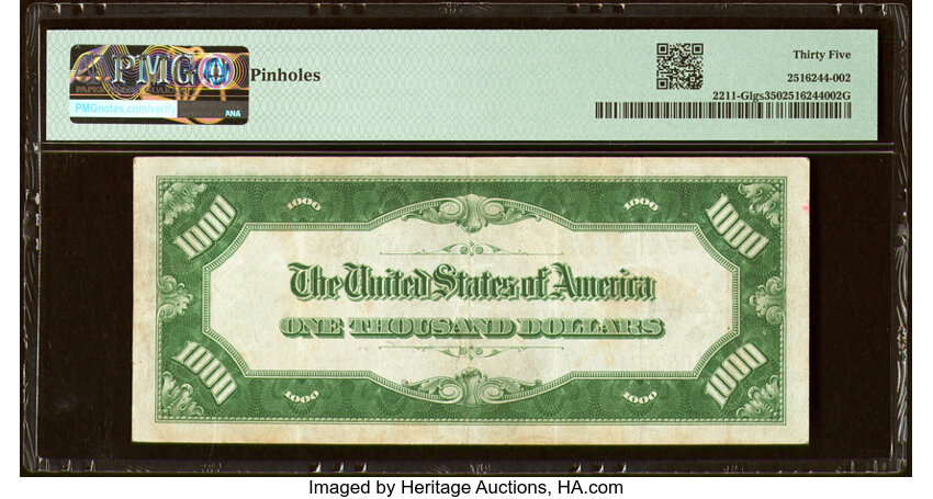 image for: Fr. 2211-G $1,000 1934 Light Green Seal Federal Reserve Note. PMG Choice Very Fine 35....