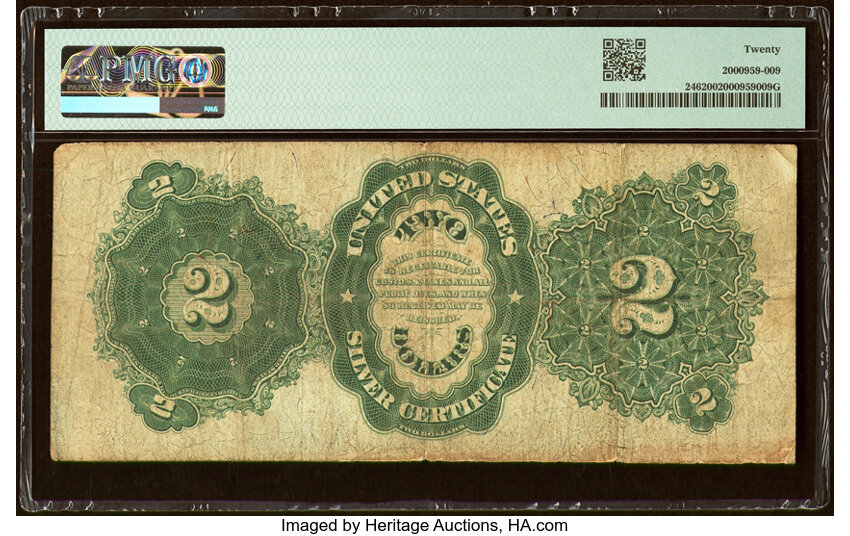 image for: Fr. 246 $2 1891 Silver Certificate PMG Very Fine 20....
