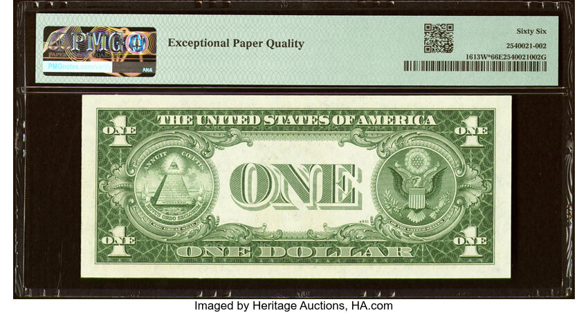 image for: Fr. 1613W* $1 1935D Wide Silver Certificate Star Note. *-C Block. PMG Gem Uncirculated 66 EPQ....