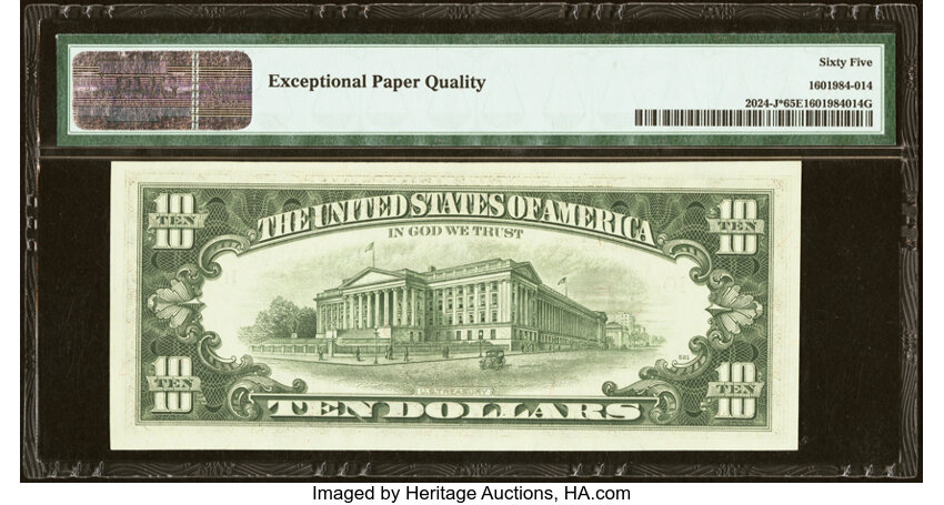 image for: Fr. 2024-J* $10 1977A Federal Reserve Star Note. PMG Gem Uncirculated 65 EPQ....