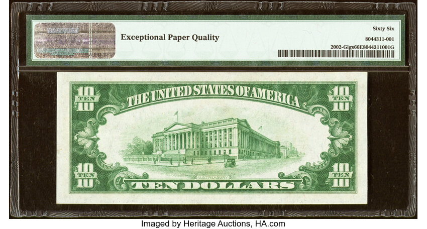 image for: Fr. 2002-G $10 1928B Light Green Seal Federal Reserve Note. PMG Gem Uncirculated 66 EPQ....