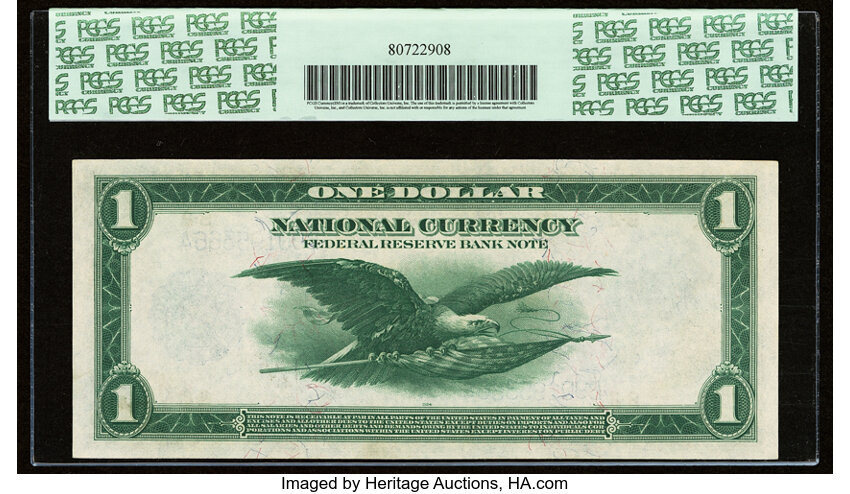 image for: Fr. 713 $1 1918 Federal Reserve Bank Note PCGS Choice About New 58....