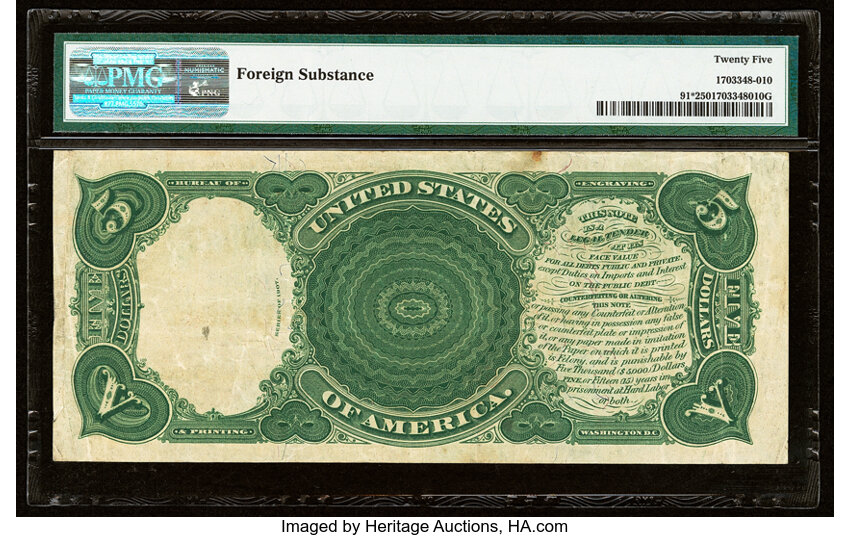 image for: Fr. 91* $5 1907 Legal Tender PMG Very Fine 25....