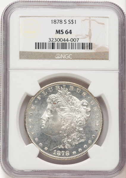 image for: 1878-S $1 Torn Bonnet, VAM-19, MS64 NGC. A Hit List 40 Variety. Mintage 9,774,000....