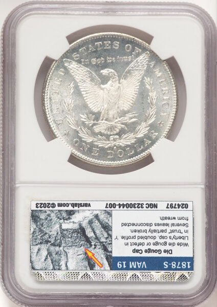 image for: 1878-S $1 Torn Bonnet, VAM-19, MS64 NGC. A Hit List 40 Variety. Mintage 9,774,000....