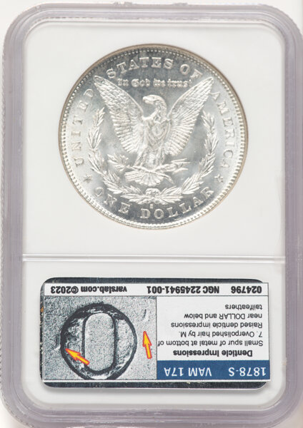 image for: 1878-S $1 Denticle Clash, VAM-17A, MS63 NGC. A Hit List 40 Variety. Mintage 9,774,000....