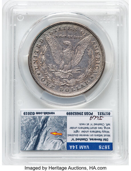 image for: 1878 8TF $1 Chip in Ear, VAM-14, XF45 PCGS. PCGS Population: (15/71)....