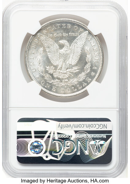 image for: 1880-S $1 8/7 Checkmark, VAM-12, MS62 NGC. A Hit List 40 Variety. Medium S. Authentic Hand-signed, Wayne Miller....