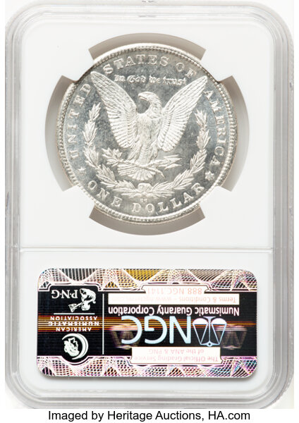image for: 1880-CC $1 8 Over Low 7, VAM-6, MS65 Prooflike NGC. A Top 100 Variety. CDN: $1,800 Whsle. Bid for NGC/PCGS MS65. Mintage 59...