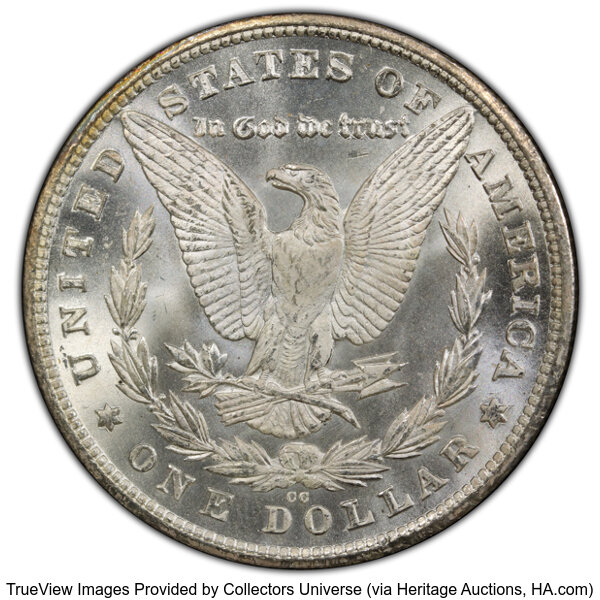 image for: 1880-CC $1 8 Over High 7, VAM-5, MS65 PCGS. A Top 100 Variety....