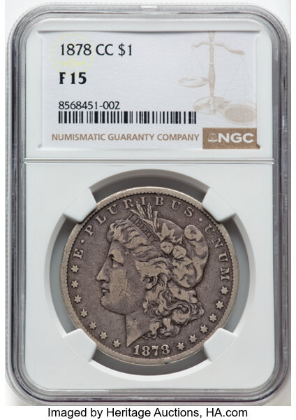 1878-CC $1 Fine 15 NGC. Mintage 2,212,000. ...