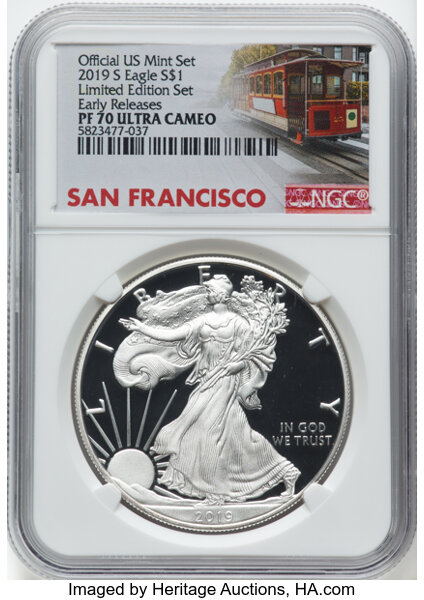 image for: 2019-S $1 Silver Eagle, Limited Edition Silver Proof Set, Early Releases, PR70 Ultra Cameo NGC.  Ex: San Francisco....
