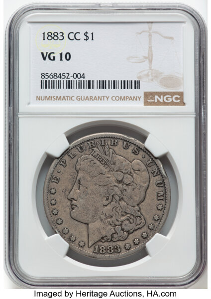 1883-CC $1 VG10 NGC. NGC Census: (62/28761). Mintage 1,204,000. ...