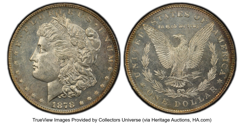 image for: 1878 7/8TF $1 Strong, VAM-38, MS63 Prooflike PCGS.  CDN: $450 Whsle. Bid for NGC/PCGS MS63....