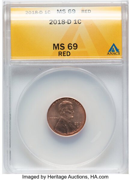 image for: 2018-D 1C Shield MS69 Red ANACS.  ...