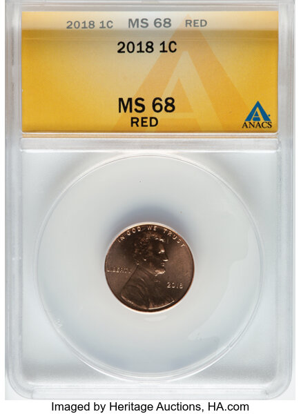 image for: 2018 1C Shield MS68 Red ANACS....