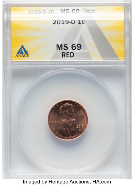 image for: 2019-D 1C Shield MS69 Red ANACS.  ...