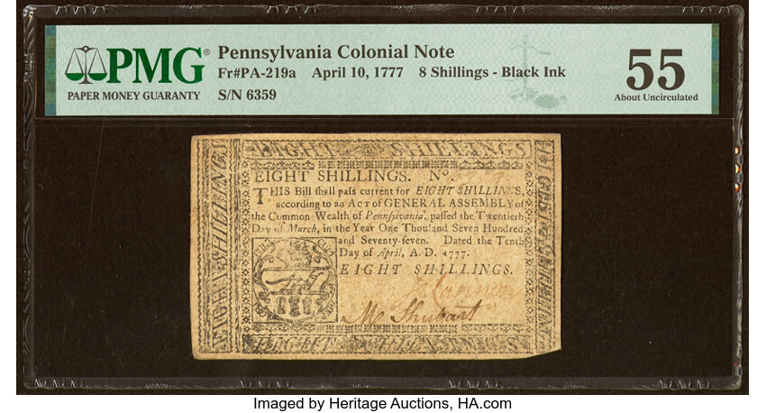 image for: Pennsylvania April 10, 1777 8s PMG About Uncirculated 55....
