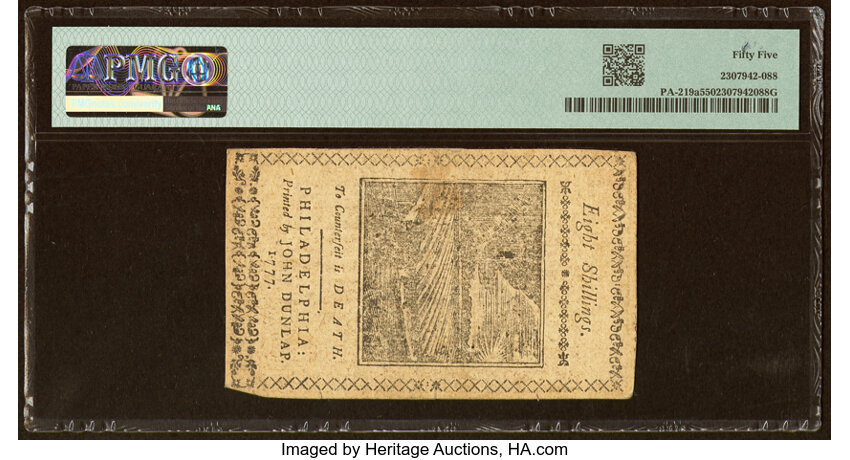 image for: Pennsylvania April 10, 1777 8s PMG About Uncirculated 55....