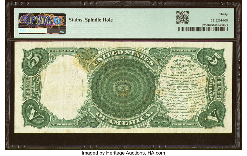 image for: Fr. 87 $5 1907 Legal Tender PMG Very Fine 30....