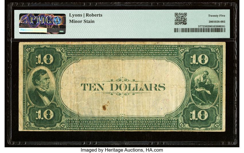 image for: Columbus, OH - $10 1882 Value Back Fr. 577 The Commercial National Bank Ch. # (M)2605 PMG Very Fine 25....