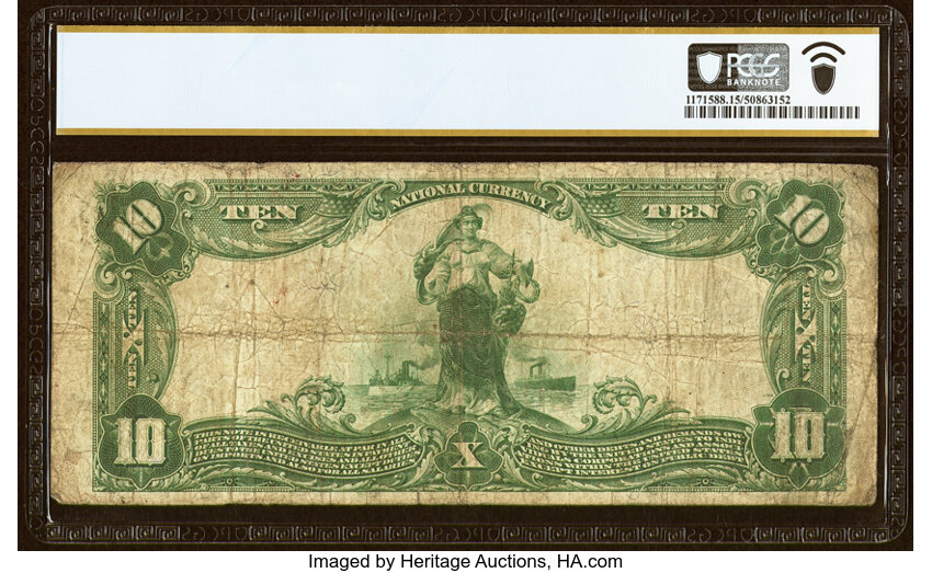 image for: North Manchester, IN - $10 1902 Plain Back Fr. 625 The Lawrence National Bank Ch. # 3474 PCGS Banknote Choice Fine 15....