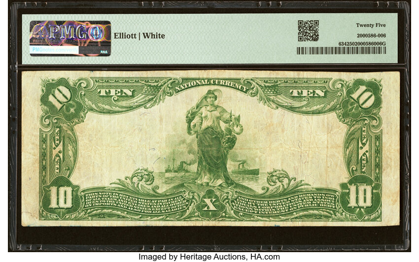 image for: Mansfield, MA - $10 1902 Plain Back Fr. 634 The First National Bank Ch. # 5944 PMG Very Fine 25....
