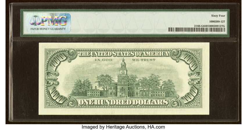 image for: Fr. 2166-G $100 1969C Federal Reserve Note. PMG Choice Uncirculated 64....