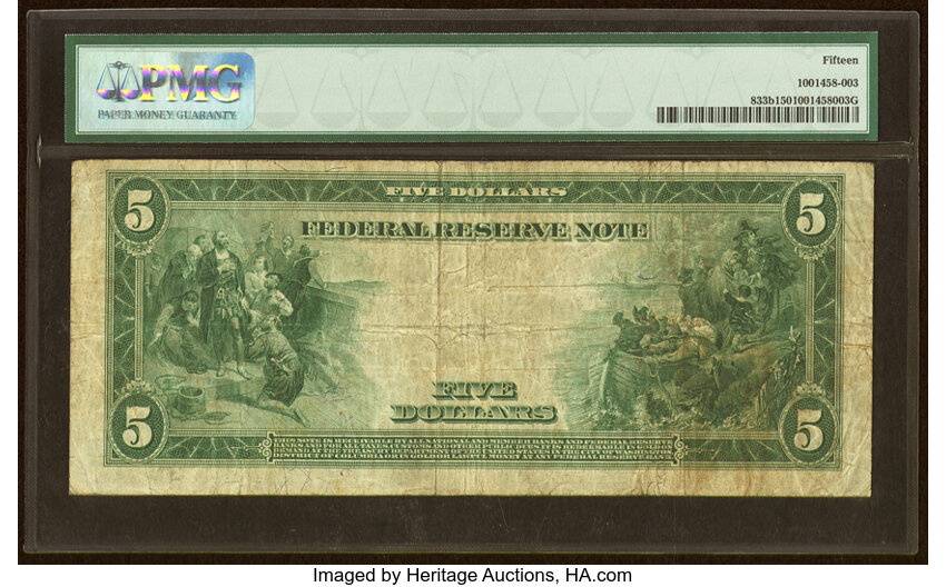 image for: Fr. 833b $5 1914 Red Seal Federal Reserve Note PMG Choice Fine 15....