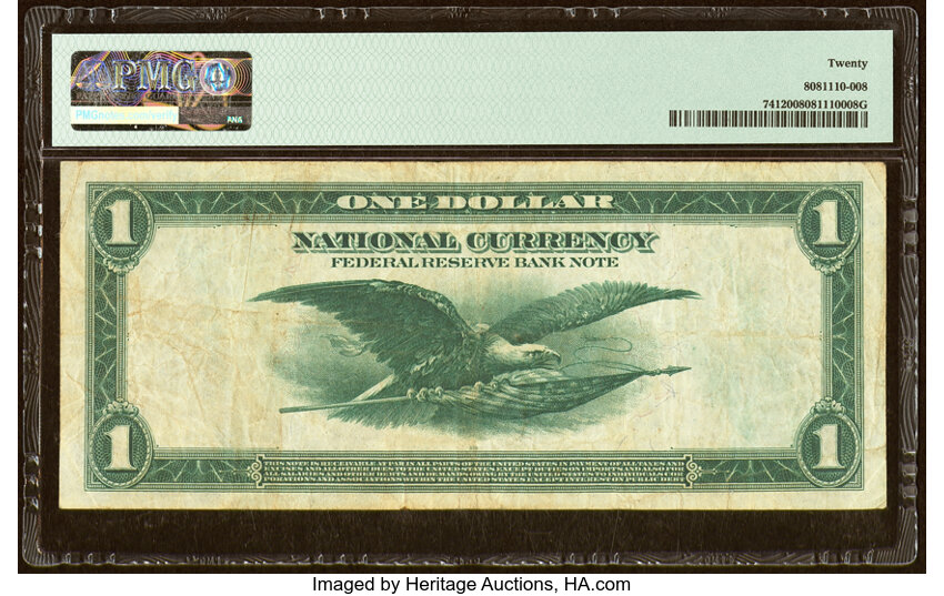 image for: Fr. 741 $1 1918 Federal Reserve Bank Note PMG Very Fine 20....