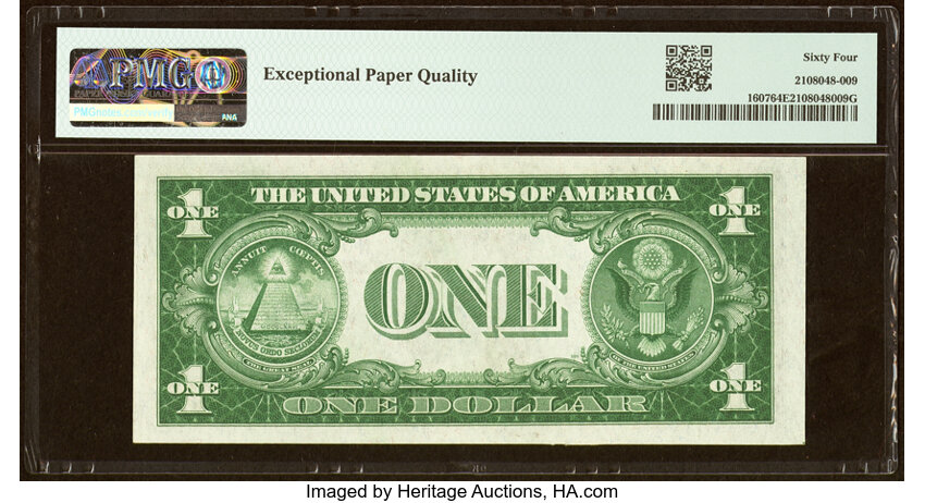 image for: Low Serial Number 57 Fr. 1607 $1 1935 Silver Certificate. PMG Choice Uncirculated 64 EPQ....