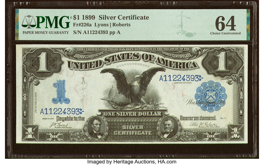 image for: Fr. 226a $1 1899 Silver Certificate PMG Choice Uncirculated 64....