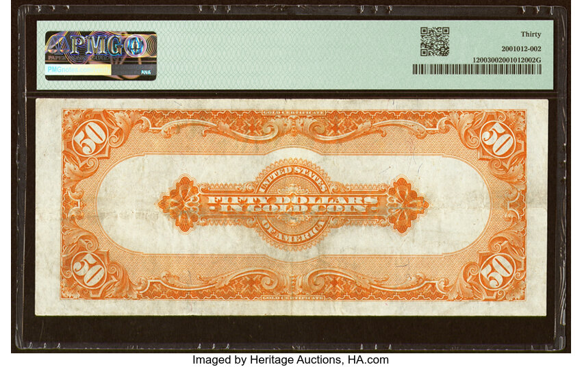 image for: Fr. 1200 $50 1922 Gold Certificate PMG Very Fine 30....