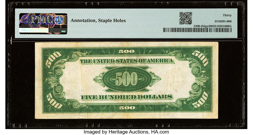 image for: Fr. 2200-H $500 1928 Federal Reserve Note. PMG Very Fine 30....