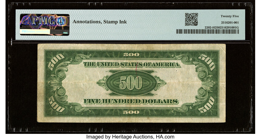 image for: Fr. 2202-H $500 1934A Federal Reserve Note. PMG Very Fine 25....