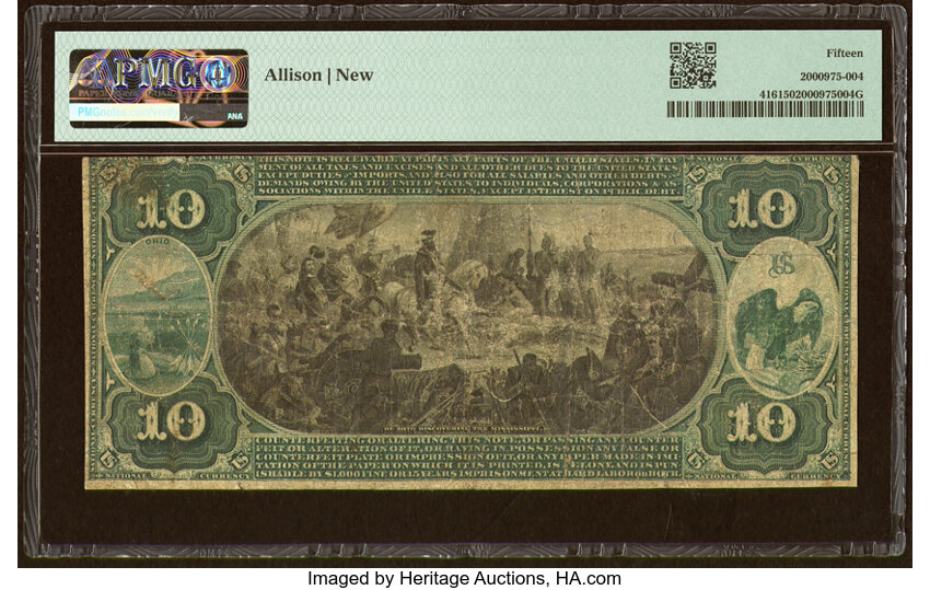 image for: Hillsborough, OH - $10 1875 Fr. 416 The Citizens National Bank Ch. # 2039 PMG Choice Fine 15....